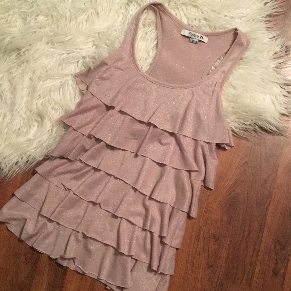 Pink ruffled tank